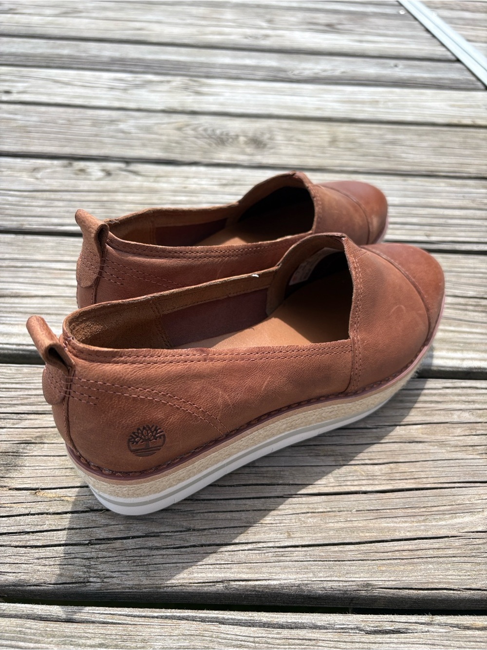 Timberland Sensorflex Emerson Point Brown Leather Platform Loafer Shoe Slip On